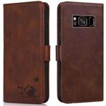 For Samsung Galaxy S8 Embossed Cat Butterflies Pattern Horizontal Flip Leather Case with Card Slot & Holder & Wallet(Brown)