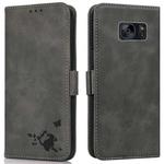 For Samsung Galaxy S7 edge Embossed Cat Butterflies Pattern Horizontal Flip Leather Case with Card Slot & Holder & Wallet(Grey)