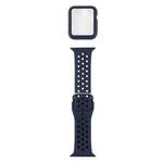 Silicone Watch Band + Protective Case with Screen Protector Set For Apple Watch Series 3 & 2 & 1 38mm(Blue Black)