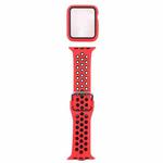Silicone Watch Band + Protective Case with Screen Protector Set For Apple Watch Series 3 & 2 & 1 38mm(Red Black)