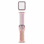 Silicone Watch Band + Protective Case with Screen Protector Set For Apple Watch Series 3 & 2 & 1 38mm(Pink Colorful)