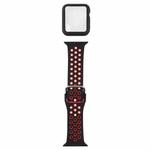 Silicone Watch Band + Protective Case with Screen Protector Set For Apple Watch Series 6 & SE & 5 & 4 40mm(Black Red)