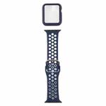 Silicone Watch Band + Protective Case with Screen Protector Set For Apple Watch Series 6 & SE & 5 & 4 40mm(Blue White)