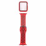 Silicone Watch Band + Protective Case with Screen Protector Set For Apple Watch Series 6 & SE & 5 & 4 40mm(Red Black)