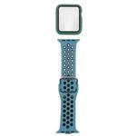 Silicone Watch Band + Protective Case with Screen Protector Set For Apple Watch Series 6 & SE & 5 & 4 40mm(Cyan Black)