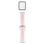 Silicone Watch Band + Protective Case with Screen Protector Set For Apple Watch Series 6 & SE & 5 & 4 40mm(White Pink)
