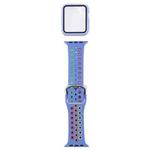 Silicone Watch Band + Protective Case with Screen Protector Set For Apple Watch Series 6 & SE & 5 & 4 44mm(Blue Colorful)