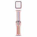 Silicone Watch Band + Protective Case with Screen Protector Set For Apple Watch Series 6 & SE & 5 & 4 44mm(Pink Colorful)