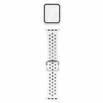 Silicone Watch Band + Protective Case with Screen Protector Set For Apple Watch Series 6 & SE & 5 & 4 44mm(White)