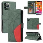 For iPhone 13 Pro Max Dual-color Splicing Horizontal Flip PU Leather Case with Holder & Card Slots & Wallet (Green)