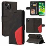 For iPhone 13 Dual-color Splicing Horizontal Flip PU Leather Case with Holder & Card Slots & Wallet(Black)