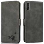 For Samsung Galaxy A01 Embossed Cat Butterflies Pattern Horizontal Flip Leather Case with Card Slot & Holder & Wallet(Grey)