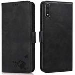 For Samsung Galaxy A01 Embossed Cat Butterflies Pattern Horizontal Flip Leather Case with Card Slot & Holder & Wallet(Black)