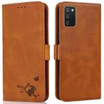 For Samsung Galaxy A02s / M02s Embossed Cat Butterflies Pattern Horizontal Flip Leather Case with Card Slot & Holder & Wallet(Orange)