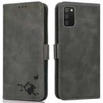 For Samsung Galaxy A02s / M02s Embossed Cat Butterflies Pattern Horizontal Flip Leather Case with Card Slot & Holder & Wallet(Grey)