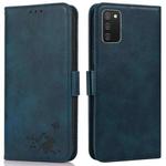 For Samsung Galaxy A02s / M02s Embossed Cat Butterflies Pattern Horizontal Flip Leather Case with Card Slot & Holder & Wallet(Blue)