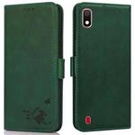 For Samsung Galaxy A10 / M10 Embossed Cat Butterflies Pattern Horizontal Flip Leather Case with Card Slot & Holder & Wallet(Green)