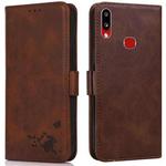 For Samsung Galaxy A10s Embossed Cat Butterflies Pattern Horizontal Flip Leather Case with Card Slot & Holder & Wallet(Brown)