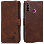 For Samsung Galaxy A20s Embossed Cat Butterflies Pattern Horizontal Flip Leather Case with Card Slot & Holder & Wallet(Brown)