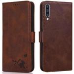 For Samsung Galaxy A30s EU Version Embossed Cat Butterflies Pattern Horizontal Flip Leather Case with Card Slot & Holder & Wallet(Brown)