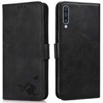 For Samsung Galaxy A30s EU Version Embossed Cat Butterflies Pattern Horizontal Flip Leather Case with Card Slot & Holder & Wallet(Black)