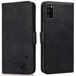 For Samsung Galaxy A41 Embossed Cat Butterflies Pattern Horizontal Flip Leather Case with Card Slot & Holder & Wallet(Black)