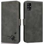 For Samsung Galaxy A51 5G Embossed Cat Butterflies Pattern Horizontal Flip Leather Case with Card Slot & Holder & Wallet(Grey)