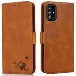 For Samsung Galaxy A71 4G Embossed Cat Butterflies Pattern Horizontal Flip Leather Case with Card Slot & Holder & Wallet(Orange)