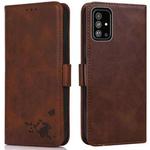 For Samsung Galaxy A71 4G Embossed Cat Butterflies Pattern Horizontal Flip Leather Case with Card Slot & Holder & Wallet(Brown)