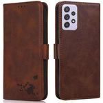 For Samsung Galaxy A72 5G Embossed Cat Butterflies Pattern Horizontal Flip Leather Case with Card Slot & Holder & Wallet(Brown)