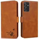 For Samsung Galaxy A82 5G Embossed Cat Butterflies Pattern Horizontal Flip Leather Case with Card Slot & Holder & Wallet(Orange)