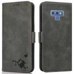 For Samsung Galaxy Note9 Embossed Cat Butterflies Pattern Horizontal Flip Leather Case with Card Slot & Holder & Wallet(Grey)