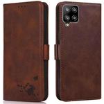 For Samsung Galaxy A42 5G Embossed Cat Butterflies Pattern Horizontal Flip Leather Case with Card Slot & Holder & Wallet(Brown)