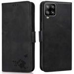 For Samsung Galaxy A42 5G Embossed Cat Butterflies Pattern Horizontal Flip Leather Case with Card Slot & Holder & Wallet(Black)