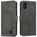 For Samsung Galaxy M51 Embossed Cat Butterflies Pattern Horizontal Flip Leather Case with Card Slot & Holder & Wallet(Grey)