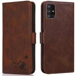 For Samsung Galaxy M51 Embossed Cat Butterflies Pattern Horizontal Flip Leather Case with Card Slot & Holder & Wallet(Brown)