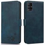 For Samsung Galaxy M51 Embossed Cat Butterflies Pattern Horizontal Flip Leather Case with Card Slot & Holder & Wallet(Blue)