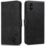 For Samsung Galaxy M51 Embossed Cat Butterflies Pattern Horizontal Flip Leather Case with Card Slot & Holder & Wallet(Black)