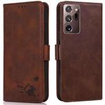 For Samsung Galaxy Note20 Ultra 5G/4G Embossed Cat Butterflies Pattern Horizontal Flip Leather Case with Card Slot & Holder & Wallet(Brown)