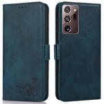 For Samsung Galaxy Note20 Ultra 5G/4G Embossed Cat Butterflies Pattern Horizontal Flip Leather Case with Card Slot & Holder & Wallet(Blue)