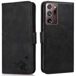 For Samsung Galaxy Note20 Ultra 5G/4G Embossed Cat Butterflies Pattern Horizontal Flip Leather Case with Card Slot & Holder & Wallet(Black)