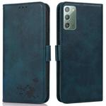 For Samsung Galaxy Note20 5G / 4G Embossed Cat Butterflies Pattern Horizontal Flip Leather Case with Card Slot & Holder & Wallet(Blue)