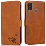 For Samsung Galaxy M21 / M30s Embossed Cat Butterflies Pattern Horizontal Flip Leather Case with Card Slot & Holder & Wallet(Orange)