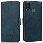 For Samsung Galaxy M21 / M30s Embossed Cat Butterflies Pattern Horizontal Flip Leather Case with Card Slot & Holder & Wallet(Blue)