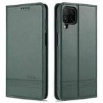 For Samsung Galaxy M32 Global AZNS Magnetic Calf Texture Horizontal Flip Leather Case with Card Slots & Holder & Wallet(Dark Green)