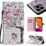 For iPhone 13 Pro 3D Painted Pattern Horizontal Flip Leather Case with Holder & Card Slots & Wallet (Girl Under The Tree)