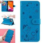 For iPhone 13 Pro Cat Bee Embossing Pattern Shockproof Horizontal Flip Leather Case with Holder & Card Slots & Wallet (Blue)