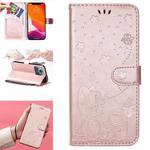 For iPhone 13 Pro Cat Bee Embossing Pattern Shockproof Horizontal Flip Leather Case with Holder & Card Slots & Wallet (Rose Gold)