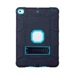 C5 Four Corners Shockproof Silicone + PC Protective Case with Holder For iPad 9.7 2018 / 2017(Black + Blue)