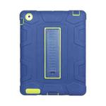 C5 Four Corners Shockproof Silicone + PC Protective Case with Holder For iPad 4 / 3 / 2(Navy Blue + Lemon Yellow)